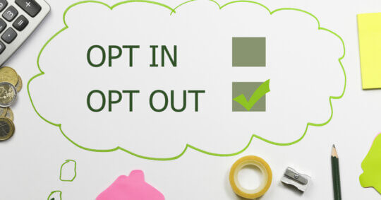 opt out checked checkbox by opt in blank checkbox in green outline cloud