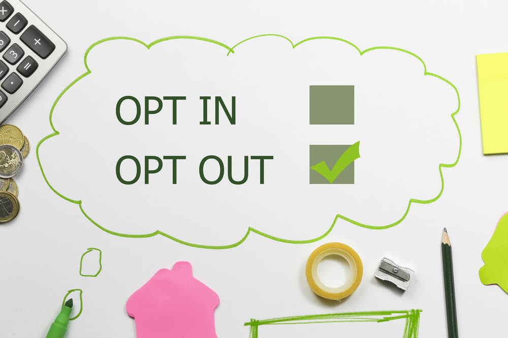 opt out checked checkbox by opt in blank checkbox in green outline cloud