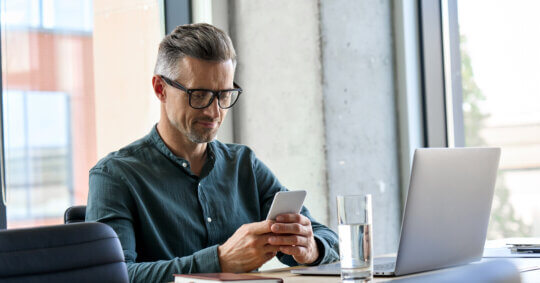 A businessman learns about the veripages opt out process.
