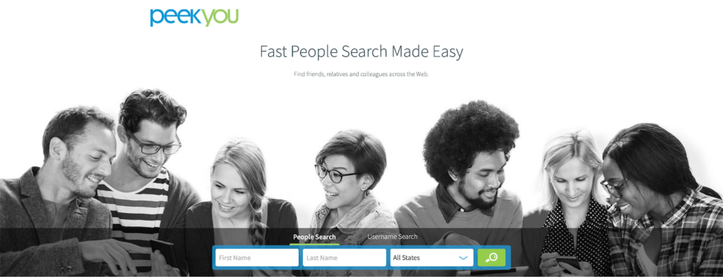 An image of PeekYou's home page.