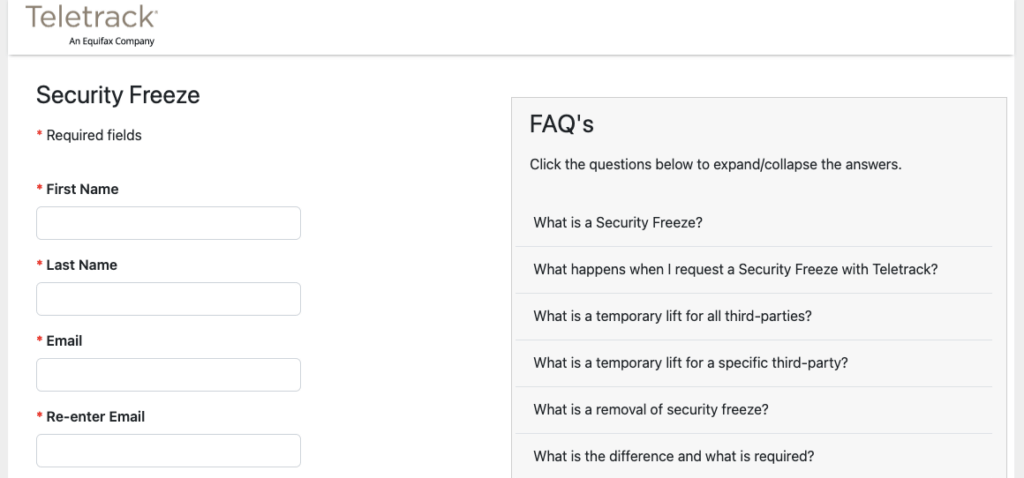 A Teletrack FAQ page.