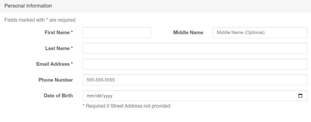 A personal information from.