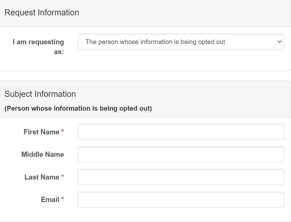 A request information form.