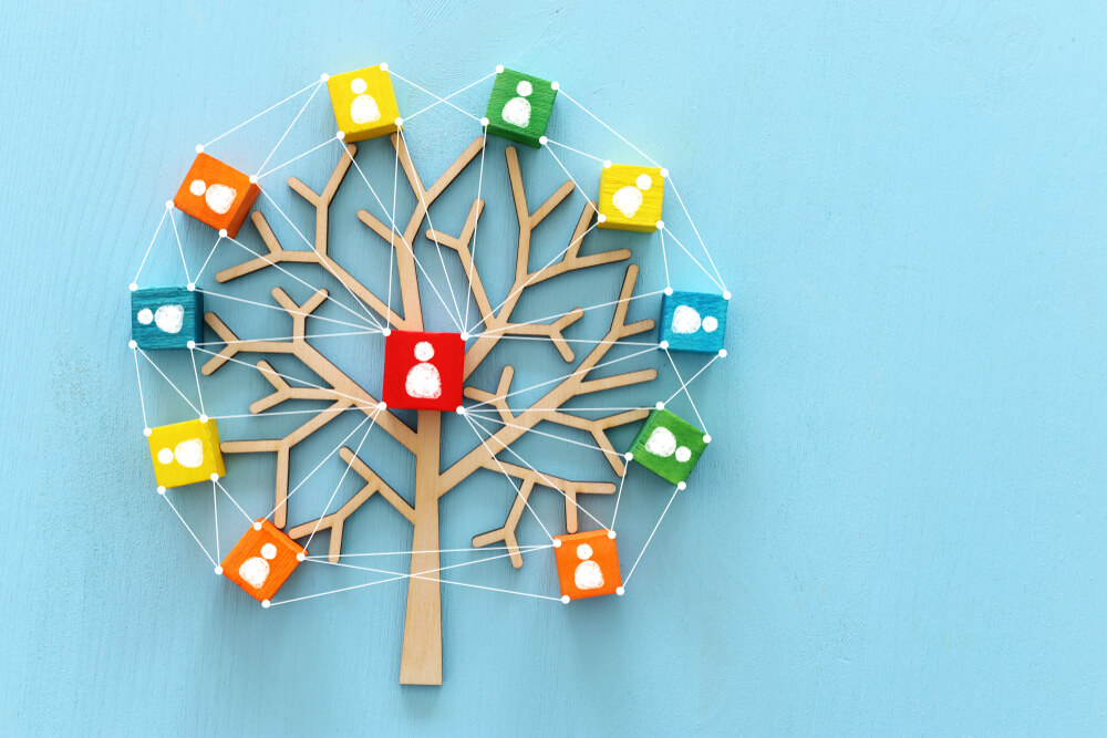 A minimalistic illustration of a family tree from the FamilyTreeNow Opt Out process.