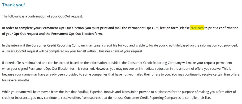 An opt-out confirmation image.