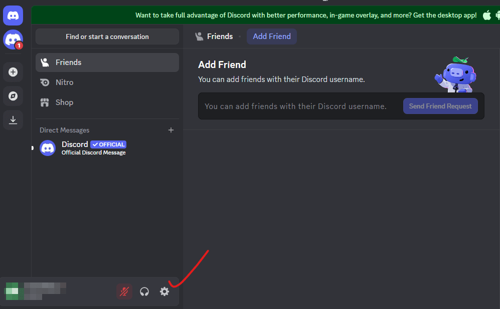 A screenshot of the "Add Friend" section on Discord.