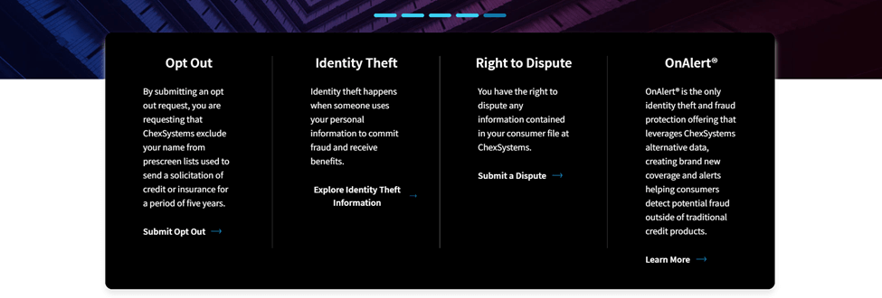 A screenshot of the ChexSystems opt out form.